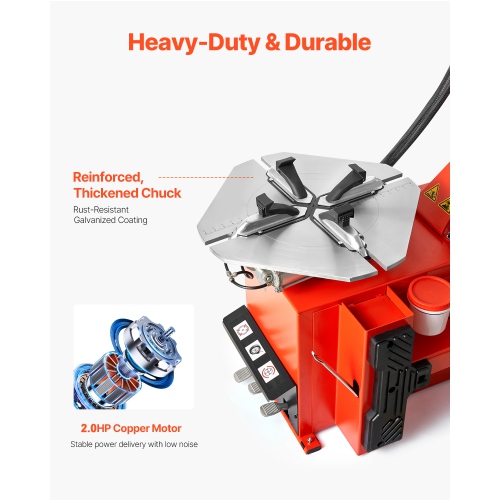 VEVOR 1.5HP Tire Changer Machine, Copper Motor, Durable Tire Changer with Air Pressure Gauge & Clamping Jaw Sheath, Pedal Operated Tire Changer with