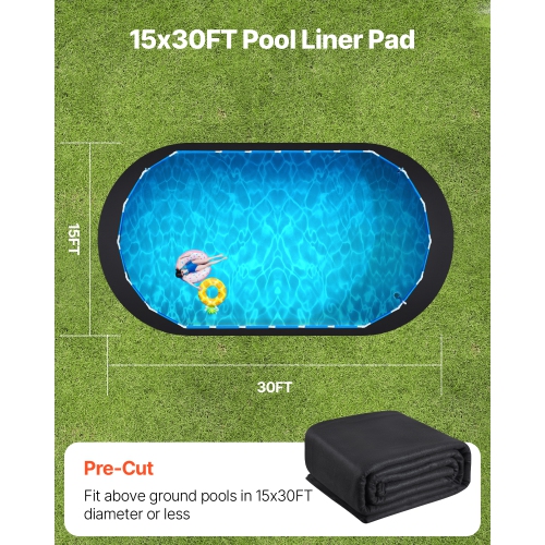 Doublure de piscine ovale VEVOR 15 x 30&nbsp;pi, doublure de piscine pour piscines hors terre, tapis de piscine très épais, protection contre les