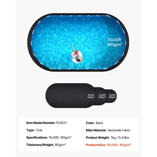 Doublure de piscine ovale VEVOR 15 x 30&nbsp;pi, doublure de piscine pour piscines hors terre, tapis de piscine très épais, protection contre les