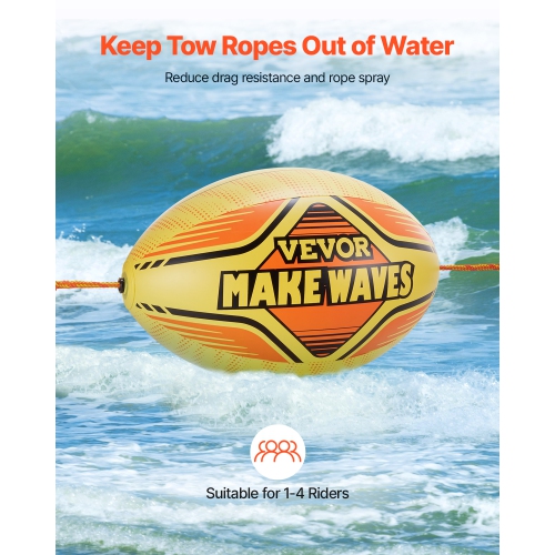 VEVOR Booster Ball, Towable Tube Rope Performance Ball, Thickened PVC Inflatable Booster Balls for Boating and Water Sports - with High Tensile