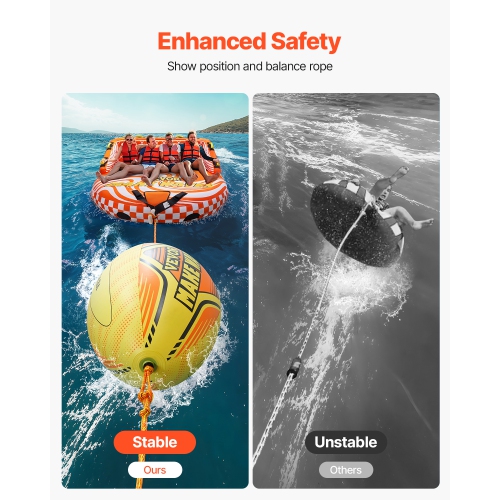 VEVOR Booster Ball, Towable Tube Rope Performance Ball, Thickened PVC Inflatable Booster Balls for Boating and Water Sports - with High Tensile