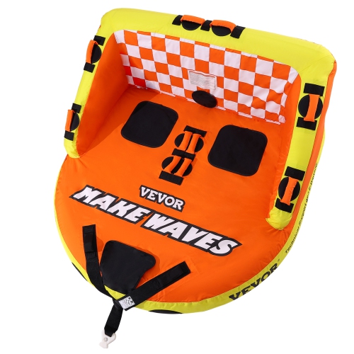 VEVOR 1-2 PersonTowable Tube for Boating, Riders Inflatable Towable Tubes with Deck Seats and Backrest, 340 lbs Water Sport Tube for Boat to Pull,