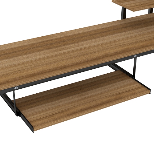 Lit mezzanine simple Kepooman avec bureau et tablette et éclairage LED