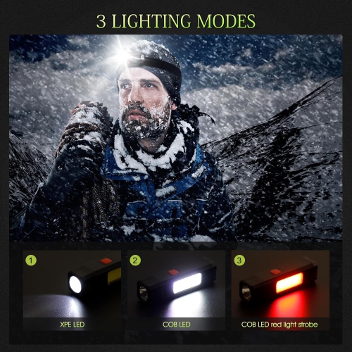 Paquet de 2 lampe frontale rechargeable, 350 lumens super lumineux avec 5 lampe frontale 1200&nbsp;mAh en mode lumière, phare étanche 0,14&nbsp;lb