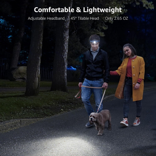 2-Pack Headlamp Rechargeable, 2000 Lux Super Bright LED Headlamp with Red and White Light, 6 Lighting Modes Hardhat Head Lamp, Waterproof Lightweight