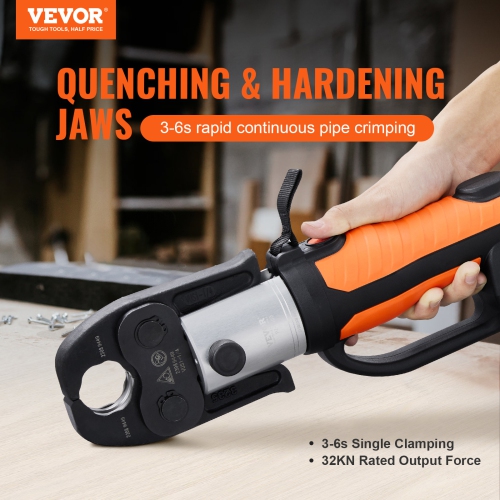VEVOR 18V Pro Press Tool, Electric Pipe Crimping Tool for 1/2" to 2" Stainless Steel, Copper, PEX Pipes, Press Tool Kit with 6 Pro Press Jaws, 2PCS