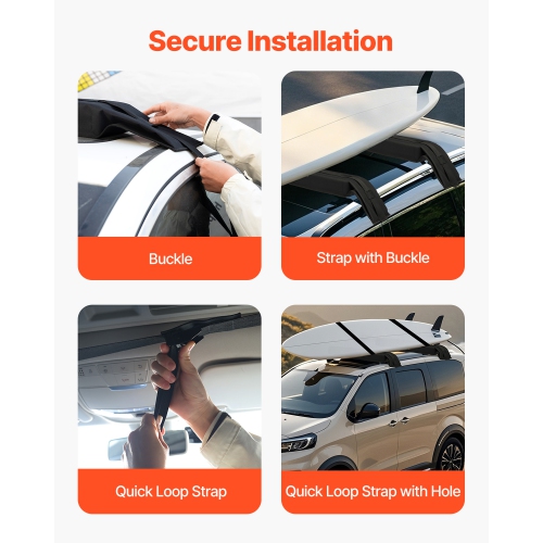 VEVOR 31.5" Soft Roof Rack Pads, Universal Car Roof Rack Pad, 176LBS Load Capacity Luggage Kayak Carrier with 4 Tie-Down Straps, 2 Quick Loop Straps