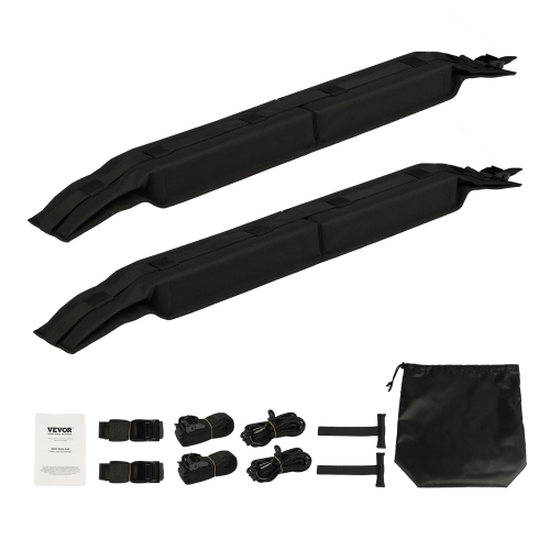 VEVOR 31.5" Soft Roof Rack Pads, Universal Car Roof Rack Pad, 176LBS Load Capacity Luggage Kayak Carrier with 4 Tie-Down Straps, 2 Quick Loop Straps