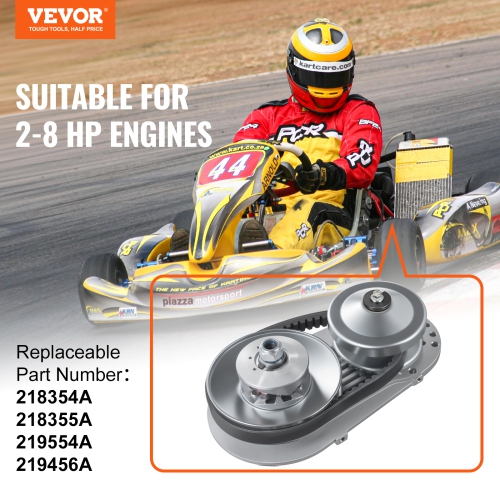 VEVOR 2000 RPM Drive Clutch, 2-8HP Engine, High-Strength Drive Clutch with Asymmetric Designed Wheels & Robust Rubber Belt, Sturdy & Durable Clutch