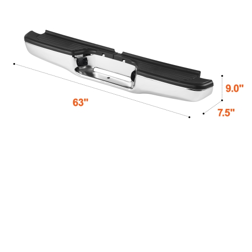 VEVOR Rear Step Bumper, Compatible with 1995-2004-Toyota Tacoma, Chrome Steel Back Bumper, Replacement Rear Bumper with License Plate Light and Step