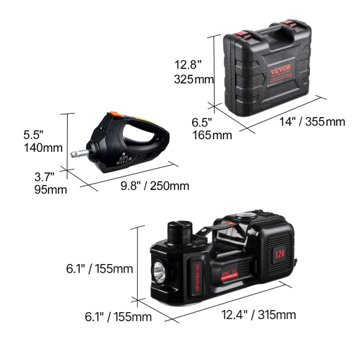VEVOR 5 Tons /11000 lbs Electric Car Jack, Hydraulic Jack Lift with Built-In Inflator, 12V Tire Change Replacement with Electric Impact Wrench & LED
