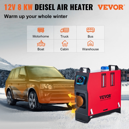 VEVOR 8KW Diesel Air Heater Muffler Diesel Heater 12V 8000W Diesel Parking Heater Remote Control Remote Control with LCD Switch for Car Bus Trucks