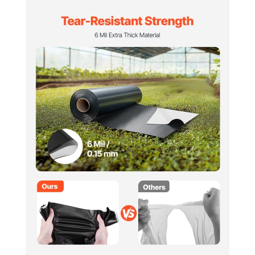 VEVOR 10' x 100' Plastic Sheeting Heavy Duty,6 Mil Thick Plastic Sheeting Roll,Plastic Drop Cloth Painters Tarp Covering for Crawl Space Vapor