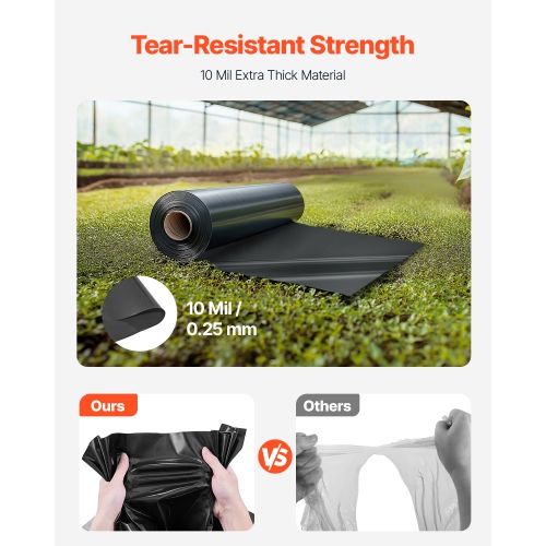 VEVOR 10 Mil Plastic Sheeting Heavy Duty 20' x 100', Thick Plastic Sheeting Roll, Plastic Drop Cloth Painters Tarp, Polyethylene Covering for Crawl