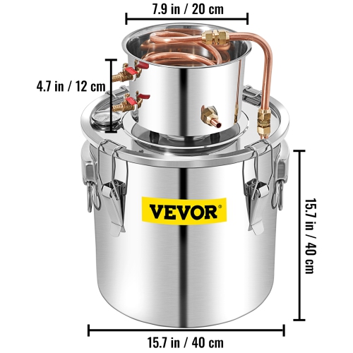 VEVOR 13.2Gal/50L Alcohol Distiller with Circulating Pump, Alcohol Still Copper Tube, Whiskey Distilling Kit with Thermometer, Whiskey Making Kit for