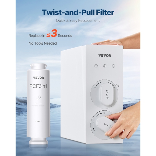 VEVOR 6-layer PCF Composite Water Filter Replacement, PCF Composite Filter, Reduces Chlorine & Odor, Compatible with Under Sink Water Filter System