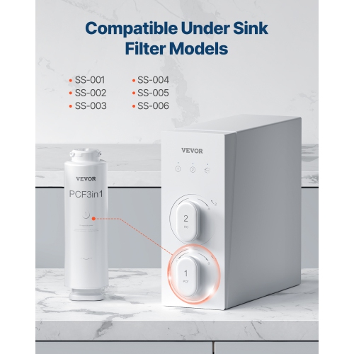 VEVOR 6-layer PCF Composite Water Filter Replacement, PCF Composite Filter, Reduces Chlorine & Odor, Compatible with Under Sink Water Filter System