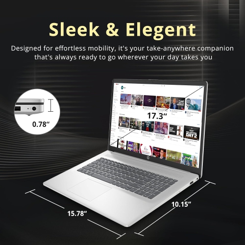 HP 17.3" Full HD IPS Laptop, Intel Core i3 1215U, 1TB SSD, 32GB RAM, Intel UHD Graphics, Wi-Fi 5, 720p HD Camera, Win 11, Natural Silver, 32GB USB Card by HP - Refurbished condition - Image 8