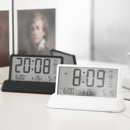 Nouveau petit réveille-matin frais créatif, simple horloge électronique, horloge multifonction-2301 blanc transparent