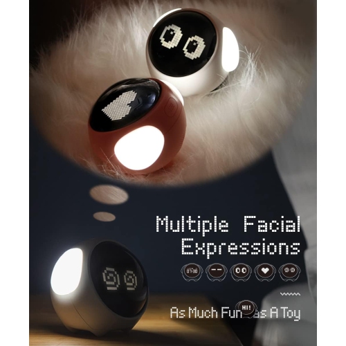 Kids Alarm Clock Dual Alarm Settings Adjustable Brightness Night Light Voice Control Wake-up Alarm Clock Night Light Electronic Alarm Clock for Kids,