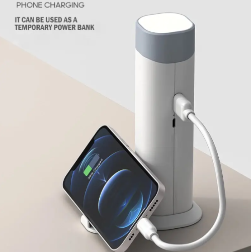 Retractable eye protection desk lamp, portable rechargeable travel desk lamp, home study lighting, study reading lamp - white