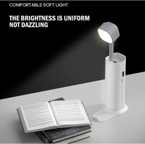 Retractable eye protection desk lamp, portable rechargeable travel desk lamp, home study lighting, study reading lamp - white