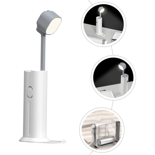 Retractable eye protection desk lamp, portable rechargeable travel desk lamp, home study lighting, study reading lamp - white