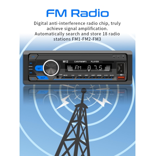 New AI smart bluetooth car MP3 player positioning car lossless music car card radio single base car radio digital bluetooth stereo support FM radio