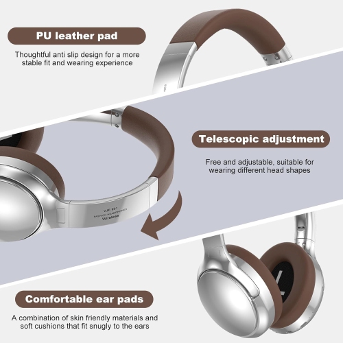 Noise Cancelling Headphones Retro Metal Bluetooth Headphones 5.3 for Apple and Huawei Mobile Phones Comfortable Fit Earmuffs Suitable for Home Office