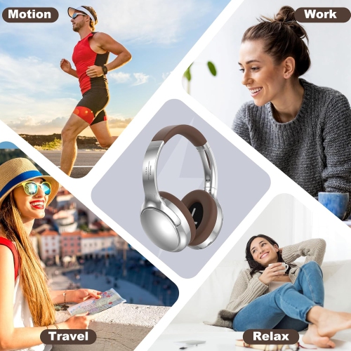 Noise Cancelling Headphones Retro Metal Bluetooth Headphones 5.3 for Apple and Huawei Mobile Phones Comfortable Fit Earmuffs Suitable for Home Office