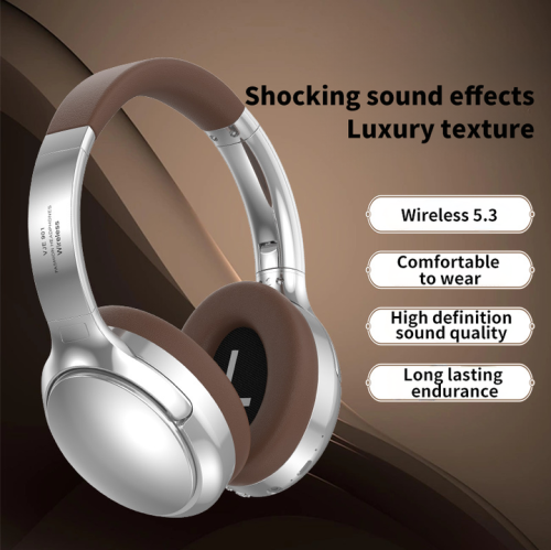 Noise Cancelling Headphones Retro Metal Bluetooth Headphones 5.3 for Apple and Huawei Mobile Phones Comfortable Fit Earmuffs Suitable for Home Office