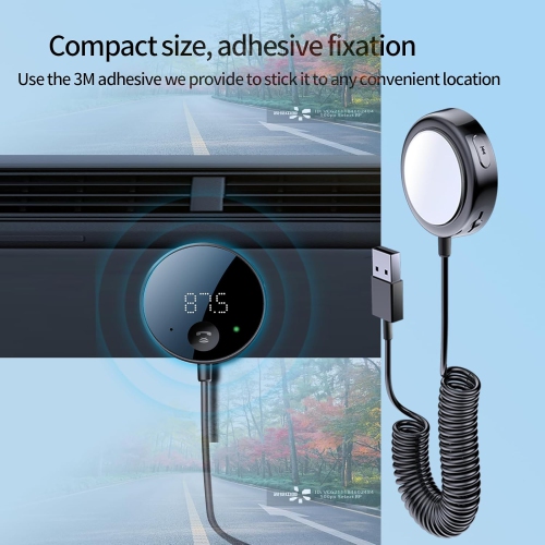 FM Transmitter, Lossless Music Hands-Free Call Receiver, Car Bluetooth MP3 Player, Car Adapter with Large Microphone, Hi-Fi Sound - Black