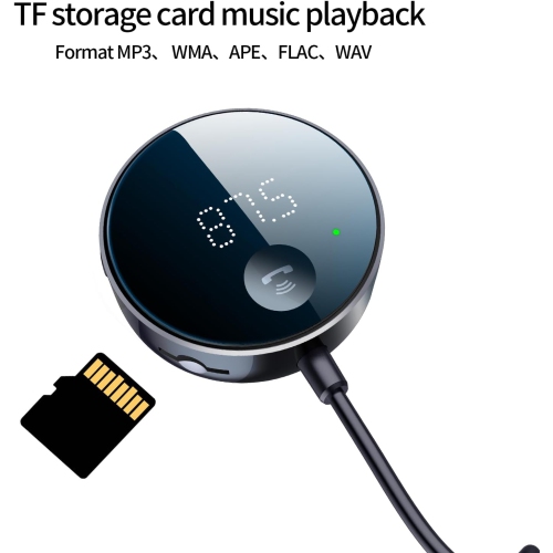 FM Transmitter, Lossless Music Hands-Free Call Receiver, Car Bluetooth MP3 Player, Car Adapter with Large Microphone, Hi-Fi Sound - Black