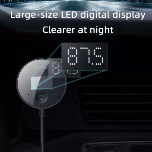 FM Transmitter, Lossless Music Hands-Free Call Receiver, Car Bluetooth MP3 Player, Car Adapter with Large Microphone, Hi-Fi Sound - Black