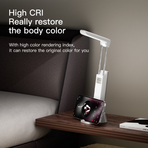 Multifunctional desk lamp, flashlight, eye protection study dormitory lamp, LED charging small desk lamp with mobile phone holder - second generation