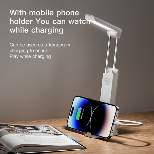 Multifunctional desk lamp, flashlight, eye protection study dormitory lamp, LED charging small desk lamp with mobile phone holder - second generation