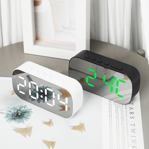 Simple ins style LED digital display electronic clock, digital desktop small alarm clock, student children's mirror alarm clock-White white light