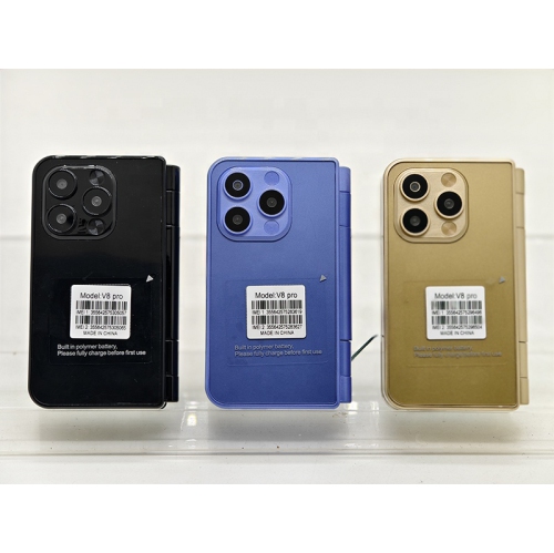 V8pro dual screen folding flip feature phone 2G elderly flip phone large font elderly phone rectangular flip design audio basic phone 1.8 inch large