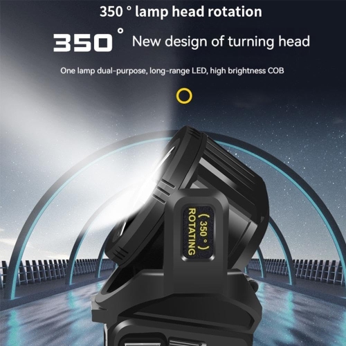 Lampe de poche rechargeable, lampe de poche solaire portative à 9 modes, tête de lampe rotative à 350°, alimentation d'urgence et mobile - Petit