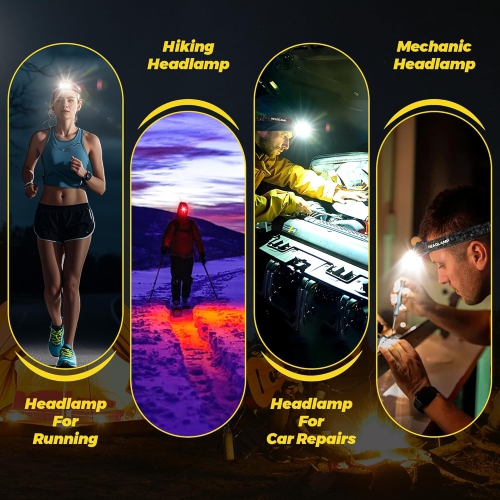 Lampe frontale légère, randonnée nocturne en plein air très lumineuse, lumière pour la pêche et le vélo, chargement rapide, lampe frontale portative