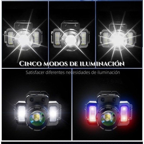 Lampe frontale rechargeable USB, lampe frontale à capteur LED, lampe frontale étanche rechargeable, 5&nbsp;mois, réglable à 360 degrés