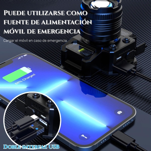 Lampe frontale rechargeable USB, lampe frontale à capteur LED, lampe frontale étanche rechargeable, 5&nbsp;mois, réglable à 360 degrés