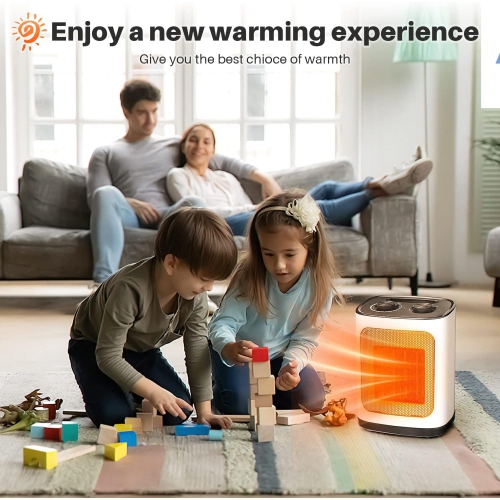 COWSAR Portable Electric Space Heater, 1500W Ceramic Heater with Adjustable Thermostat, Overheat & Tip-Over Protection, Fast Heating for Indoor Use