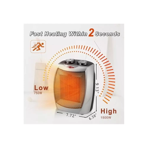 COWSAR Quiet Tabletop Electric Heater with Overheat Protection – Portable for Home & Office