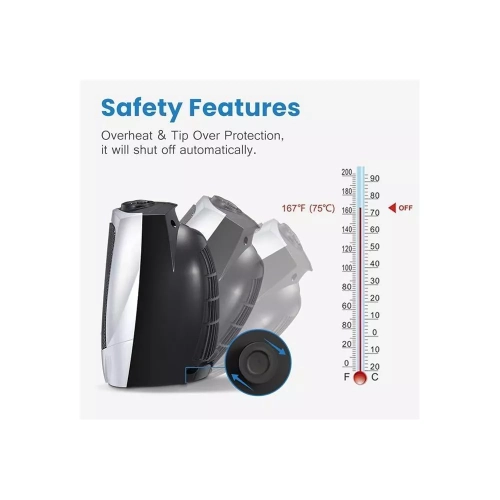 COWSAR Quiet Tabletop Electric Heater with Overheat Protection – Portable for Home & Office