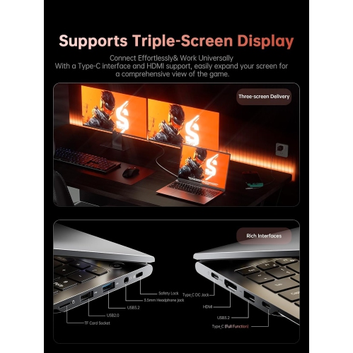 ACEMAGIC RX16 16" Gaming Laptop - Grey, AMD Ryzen 7 7735HS(8C/16T, Up to 4.7GHz), Integrated AMD Radeon 680M graphics, 16GB DDR5/512GB SSD NVMe SSD