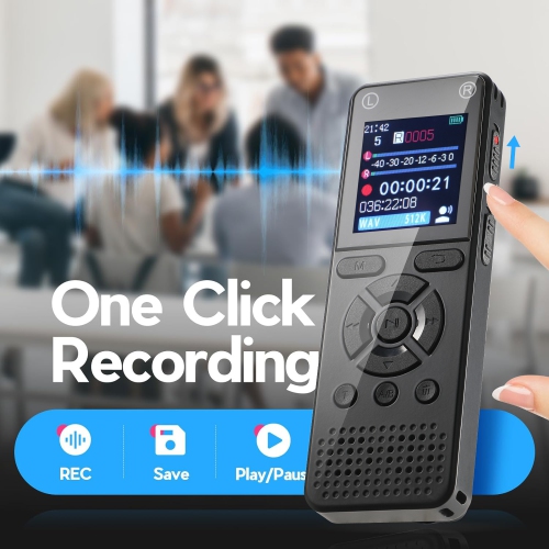 Enregistreur vocal numérique Un clic, enregistrement HD Enregistreur vocal facile à contrôler avec lecture, pour lectures Meeting Lecteur MP3