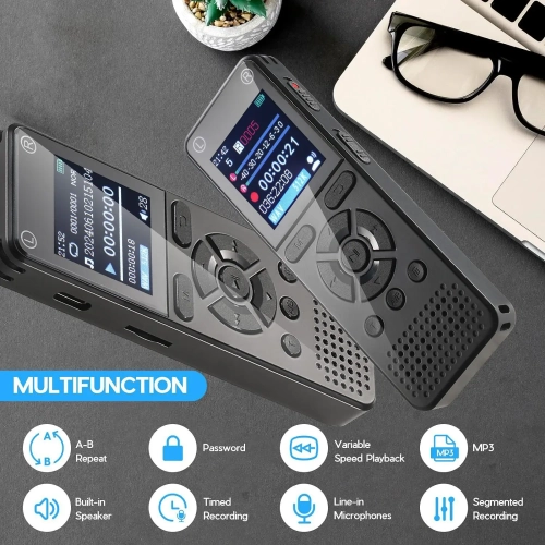 Enregistreur vocal numérique Un clic, enregistrement HD Enregistreur vocal facile à contrôler avec lecture, pour lectures Meeting Lecteur MP3