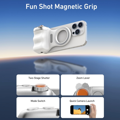 MYACUC Magnetic Wireless Bluetooth Camera Grip with Detachable Remote & Phone Holder for iPhone