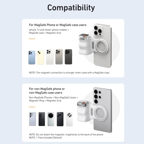 MYACUC Magnetic Wireless Bluetooth Camera Grip with Detachable Remote & Phone Holder for iPhone